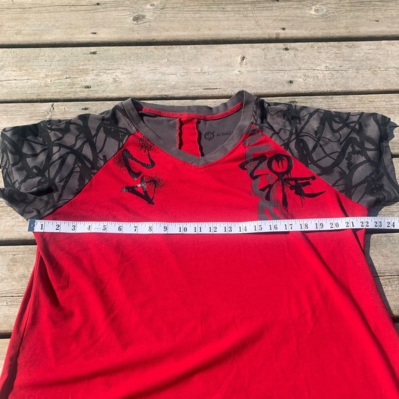 💛 ActiveZone Red & Grey Raglan Graphic T-Shirt - Men's/Unisex Large - Picture 6 of 7